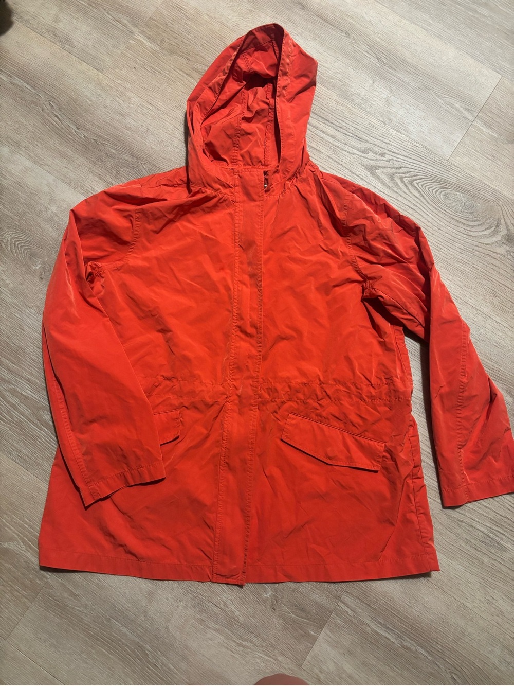 J. Jill Hooded Trench Coat in Bright Orange